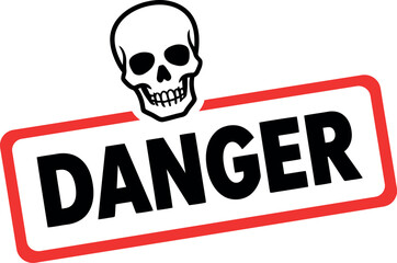 Skull and danger sign warning symbol caution alert hazard notification graphic vector