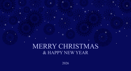 Blue Gradient Merry Christmas Greeting Card Posters
