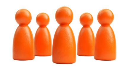 Five orange figures teamwork concept