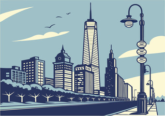 Modern Urban City Skyline Silhouette
