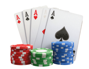  Winning poker hand four aces with gambling chips isolated PNG