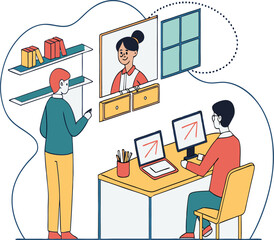 Online Learning and Digital Classroom Illustration
