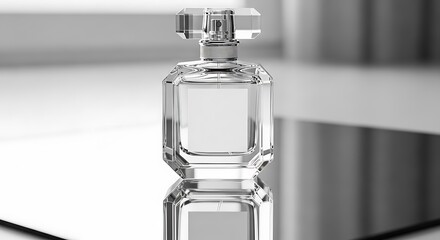 Elegant Glass Perfume Bottle Reflection