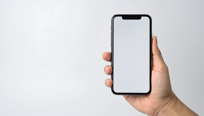 Hand Holding Smartphone with Blank White Screen, Mockup for App Presentation