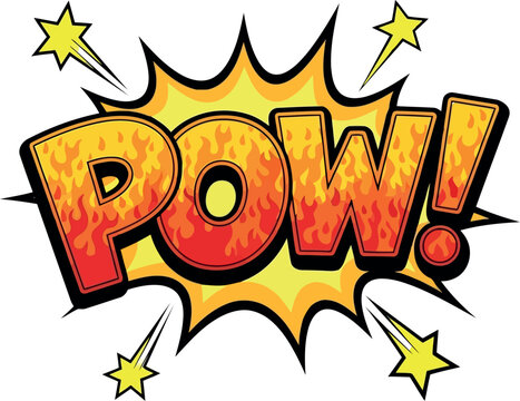 Comic book pow action explosion sound effect onomatopoeia vector