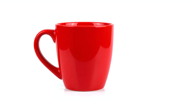 Classic Red Mug on White Background Perfect for Branding and Design Projects