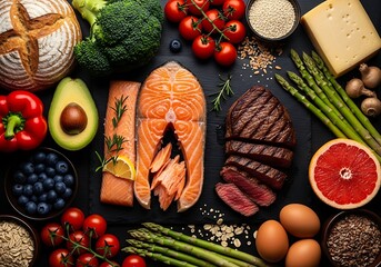 Vibrant selection of healthy whole foods, perfect for ketogenic or paleo diets and nutritious meal planning