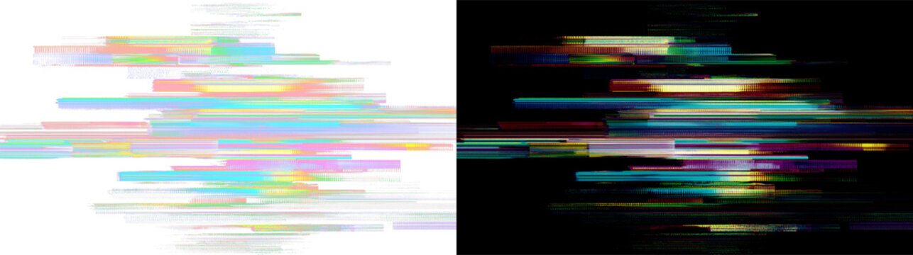 Glith light PNG. Cyberpunk glitch light leak with RGB split on transparent baclground