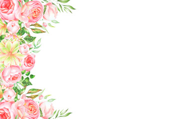 Watercolor flowers background vector for design.