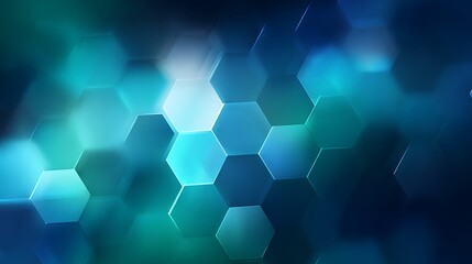 Abstract Background of Hexagonal Shapes with Blue and Green Gradient for Modern Technology or Science Presentation