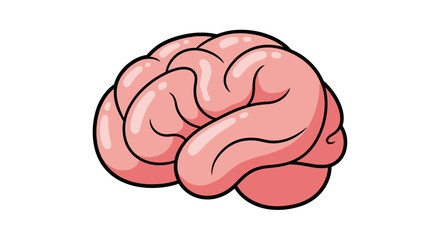 Cartoon illustration of a human brain, showing its folds and general shape.