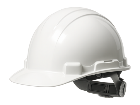 White construction helmet with adjustable fit