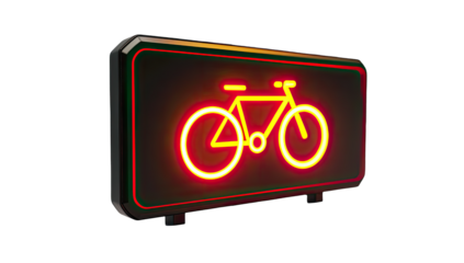 Illuminated bicycle sign, angled view