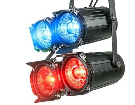 Colorful LED Par Can Stage Lights with Wash Effect, isolated on transparent background PNG