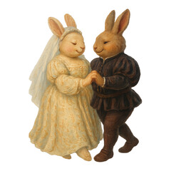 Obraz premium PNG Charming rabbit wedding illustration