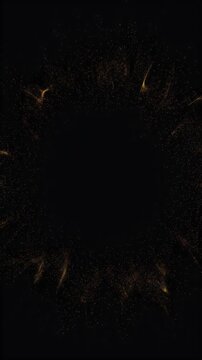 Abstract Gold Circular Sparkle Burst Animation on Black Background