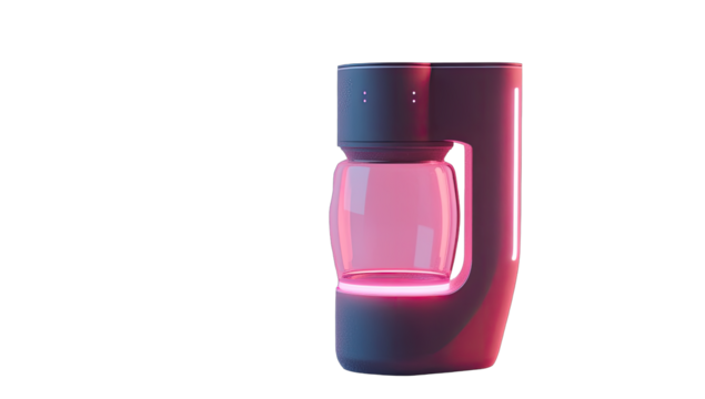 Modern coffee maker, glowing