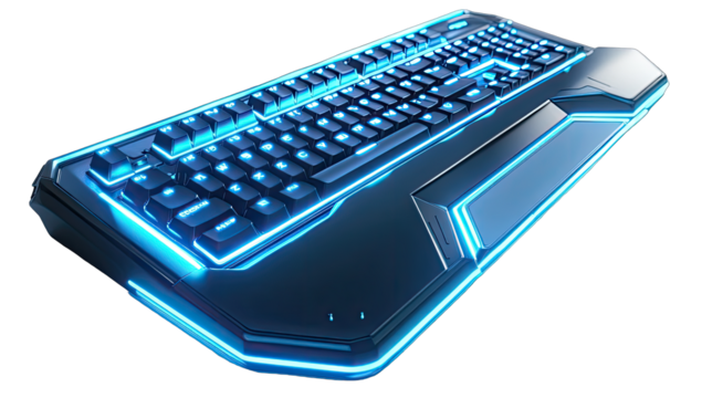 High-tech, glowing keyboard