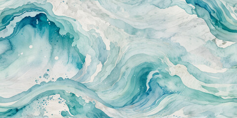 Abstract blue watercolor wave curve line background. Abstract wavy ocean watercolor texture background for copy space. Ocean wave banner background.  © Vactor Viky