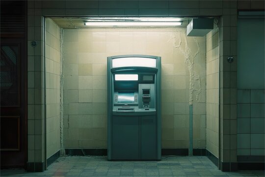 old abandoned dusty ATM. Bad gloomy economy
