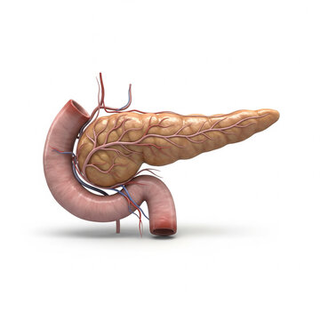 pankreas organ, 3d rendering, illustration, isolated on white background