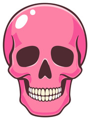 Fototapeta premium Pop Art Pink Skull with Teeth Isolated Graphic Illustration on White