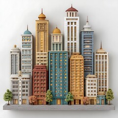 Obraz premium Diverse architectural skyscrapers in a miniature city cityscape buildings