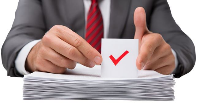 Businessman Holding Checklist Approved Documents