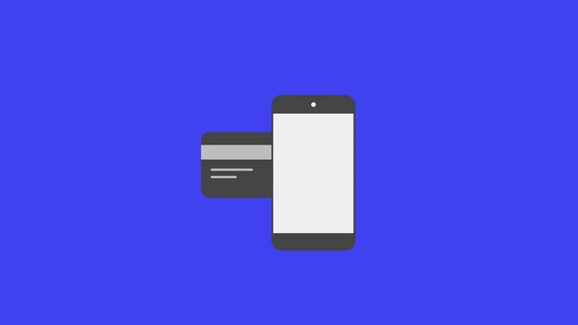 electronic payment icon animation with credit card. pay for purchases in stores. Contactless NFC Terminal Closeup card reader