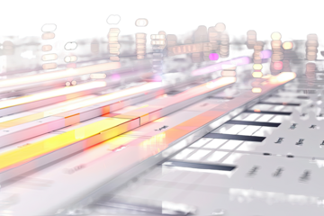 Abstract cityscape with glowing light panels