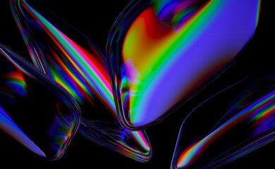 Abstract glass shapes with refraction effect. 3d render.