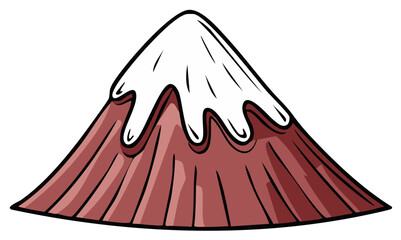 Cartoon illustration of a mountain with snow on the top, nature concept.