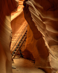 Ladder at Lower Antelope slot canyon in Page, Arizona