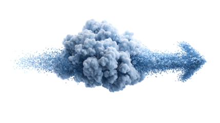 Abstract Blue Cloud Formation Particle Flow Arrow