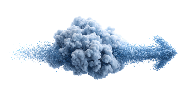 Abstract Blue Cloud Formation Particle Flow Arrow