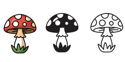 Fototapeta premium mushroom outline coloring book page line art 