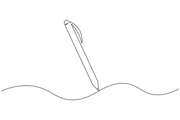 Obraz premium Ball pen continuous one line drawing minimalist outline vector illustration 