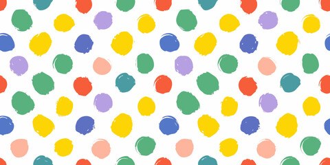Colorful Hand Painted Polka Dot Seamless Pattern