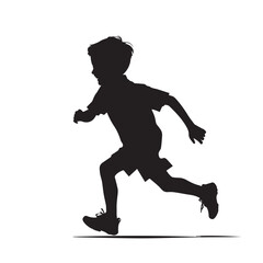 Vector art of silhouette of a young boy running and exercising outdoors in the sunshine