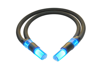 Circular black cable with blue accents
