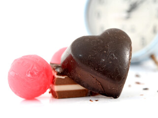 chocolate bombon on white background