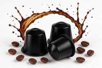 Ultra-Realistic Black Coffee Capsules &ndash; High-Resolution, Modern Design for Commercial & Branding Use