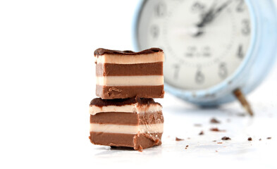 chocolate bombon on white background
