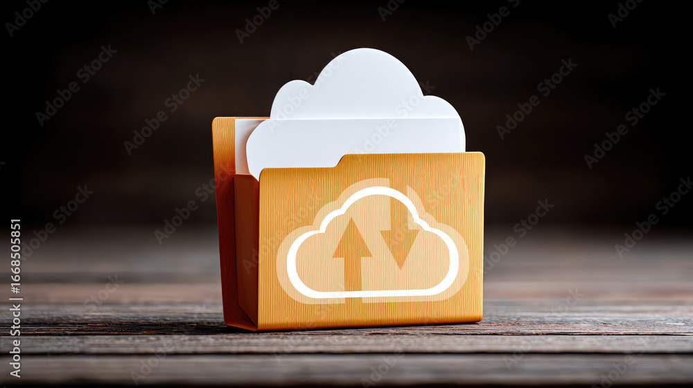 Poster cloud storage solutions modern workspace digital organization indoor environment close-up view file 