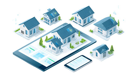 Obraz premium Smart Homes Tablet App Modern Houses Design