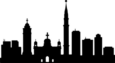 Obraz premium Cairo Skyline Vector Silhouette | Black and White Minimal Design