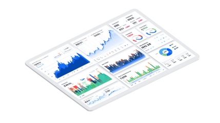 Tablet displaying financial data charts and graphs business analytics