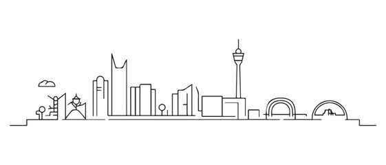 Obraz premium Johannesburg Cityscape White Line Art South Africa. with white background