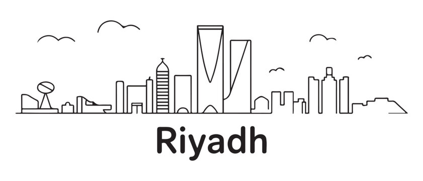 Riyadh Line Art skyline vector with Saudi Arabia, and travel. with white background