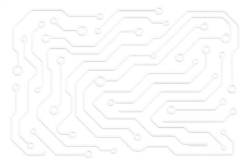 Intricate white circuit board lines creating a complex technological pattern on a transparent background, ideal for digital and electronic projects